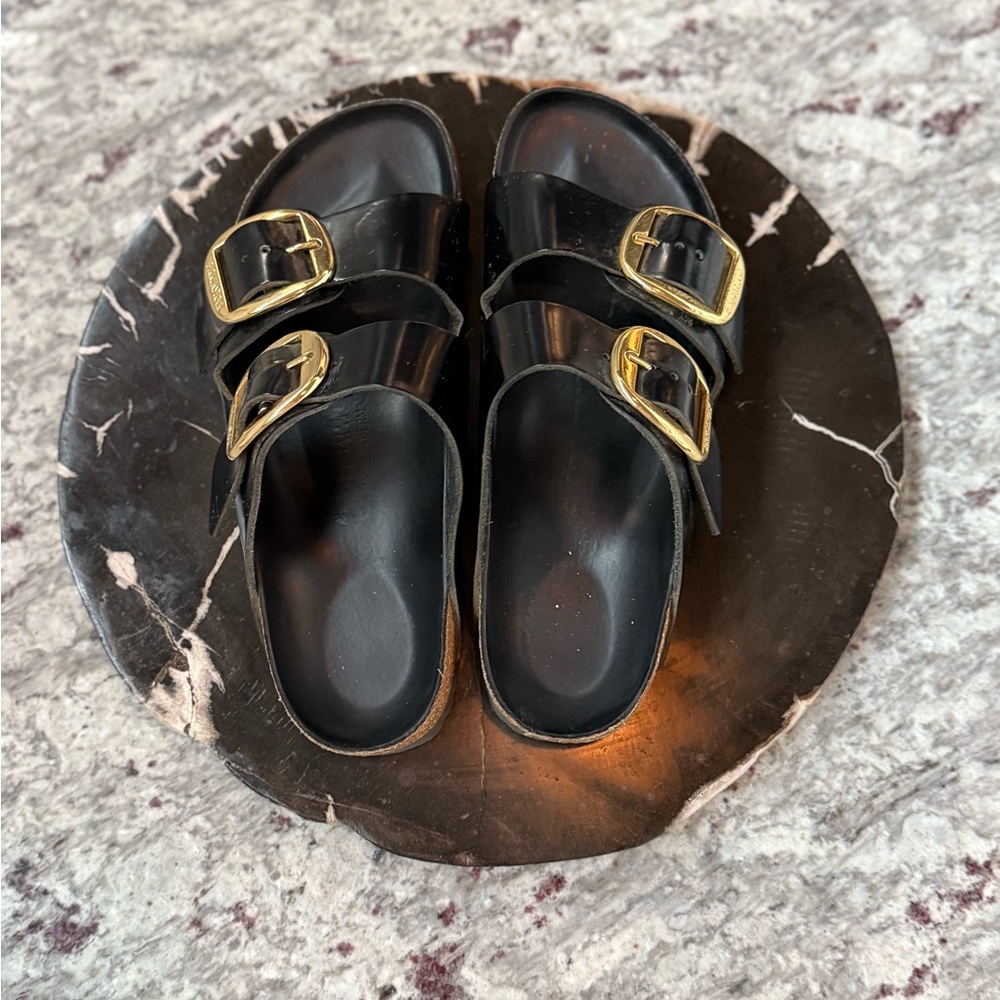 Birkenstock Arizona Big Buckle Black Leather Sandals
